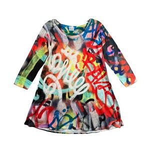 Et Lois Graffiti Print Long Sleeve Shirt Made in USA Women's Size M